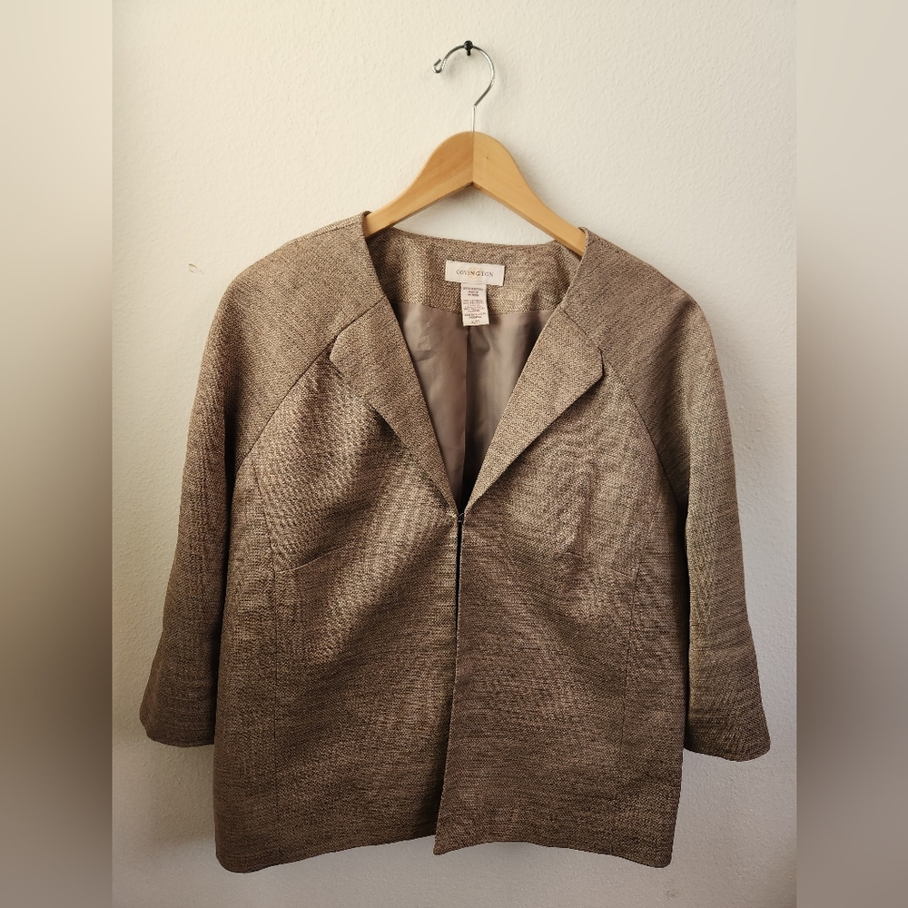 Covington Women's Suit Jacket Coat 3/4‎ Sleeves Gold Browns Extra Large